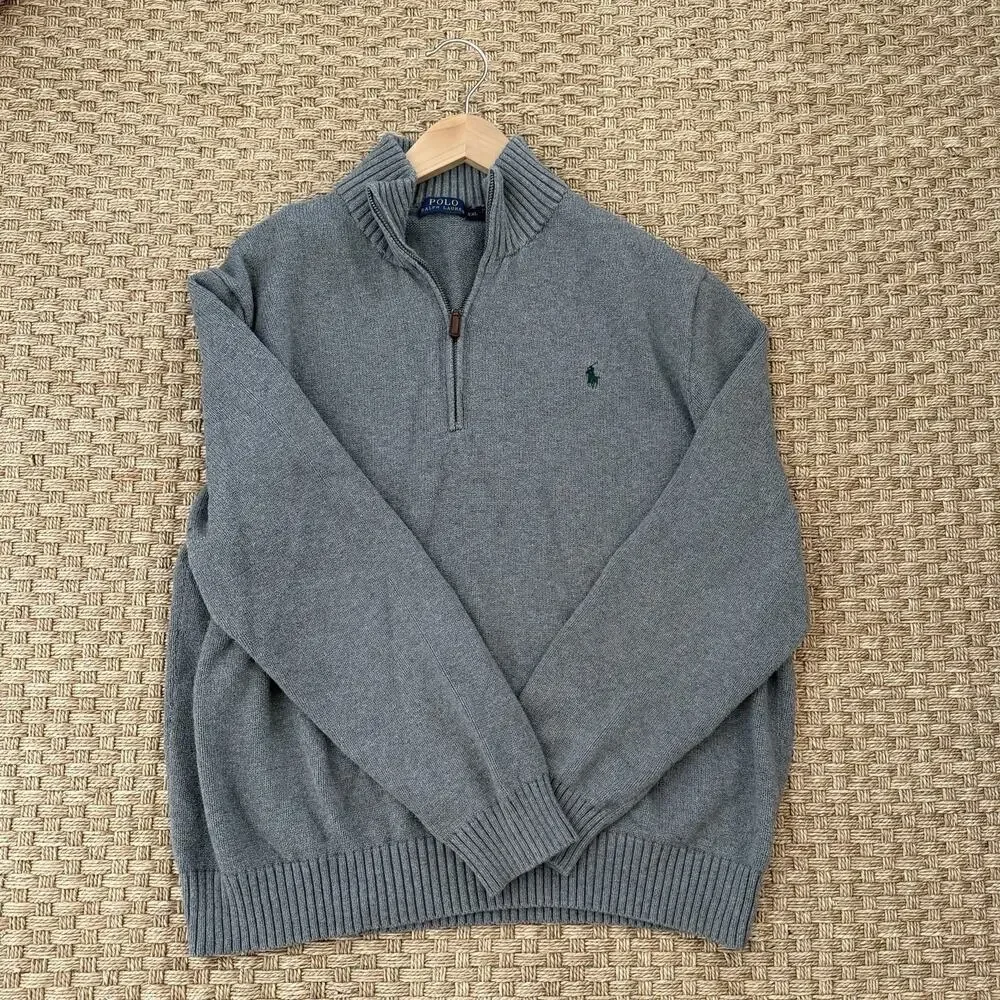 Polo Ralph Lauren Men's Gray Quarter Zip Pullover Sweater Size XXL